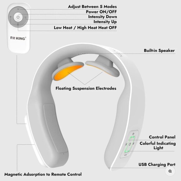 FIT KING Cordless Wearable Neck Massager ｜ FT-056N - Picture 4 of 8